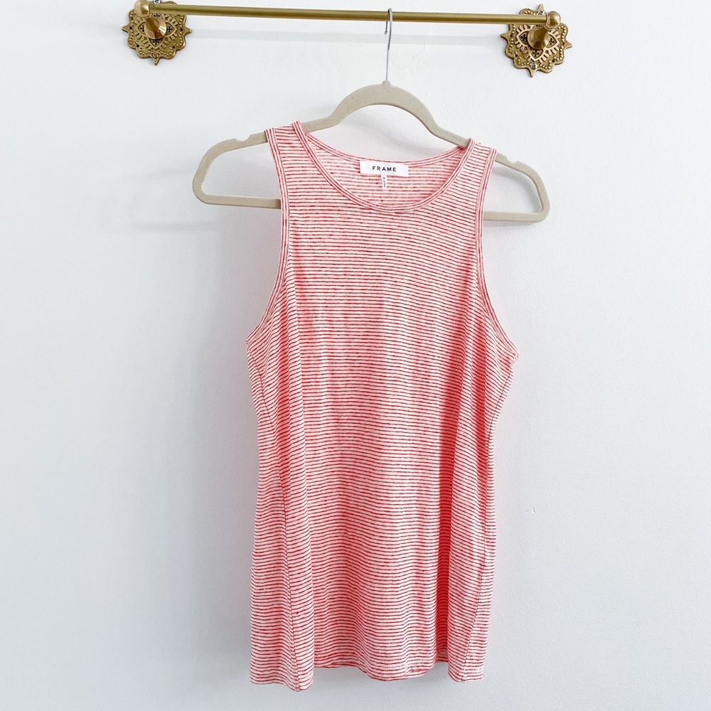 Frame Denim Red and White Striped Tank Top